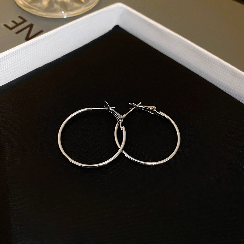 Daily Occasion Alloy Material 1 Pair Simple Style Circle Alloy Women's Hoop Earrings