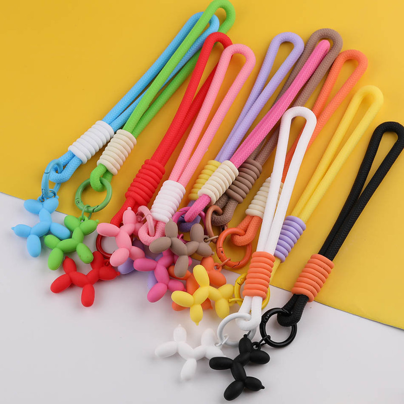 Factory Direct Sales Versatile Portable Balloon Dog Satchel Anti-Fall Lanyard DIY Handmade Water Cup Short Mobile Phone Rope