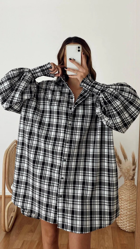 291g Weight Long Sleeve Sleeve Length Single Breasted Placket Type Bishop Sleeve Sleeve Type Spandex, Polyester Fabric Type Long Top Length Blouse Tops Type Daily Occasion Shirt Collar Neckline Loose Fit Type Plaid Pattern Winter, Autumn Season Women's Gender Printing, Pocket Design Streetwear Style Wholesale Women's Streetwear Plaid Long Sleeve Printing Pocket Blouses 7