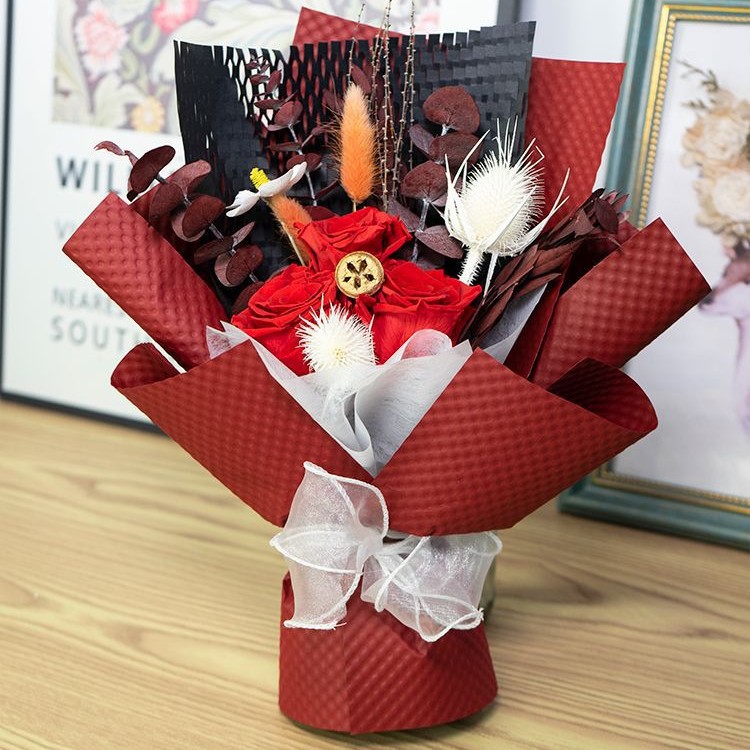 Ramo de rosas preservadas para profesores, regalo de San Valentín para amigos, ramo de flores preservadas de alta gama, venta al por mayor de fábrica