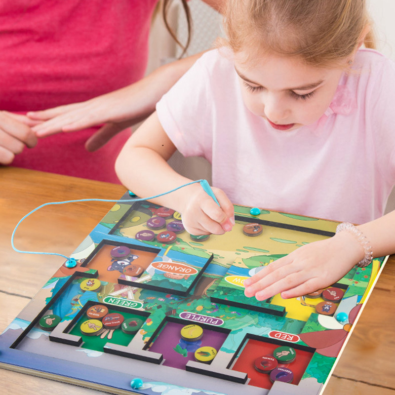 Ejercicio para niños, coordinación mano-ojo, juguetes magnéticos de madera, bloques de construcción, laberinto digital, rompecabezas, interacción entre padres e hijos, pensamiento lógico