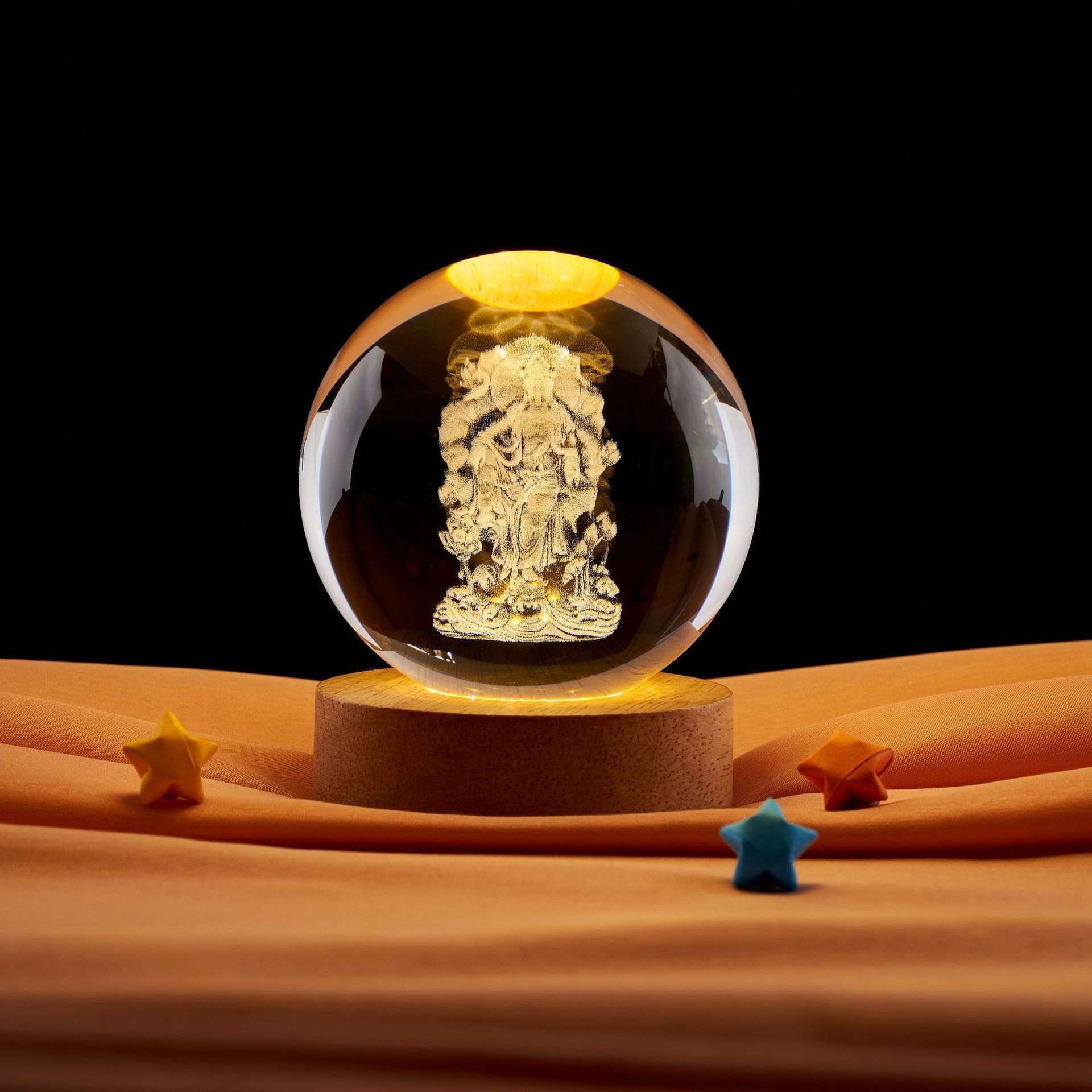 Lámpara de noche de bolas de cristal de loto Zen creativo chino decoración de escritorio decoración del gabinete de entrada decoración del dormitorio regalo