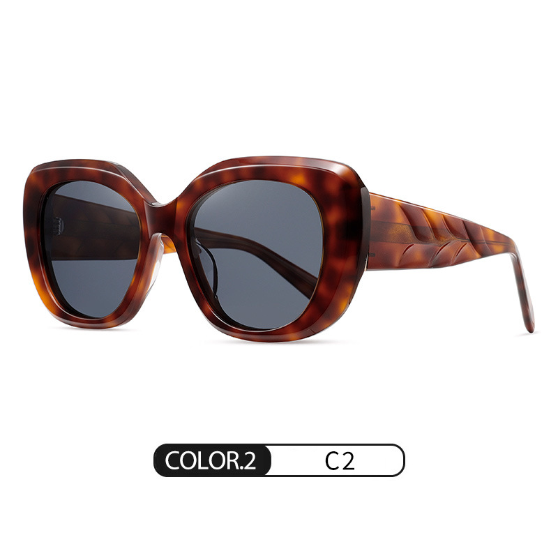 Gafas de sol de montura grande con sentido premium para mujeres europeas y americanas S32121 Gafas de sol polarizadas con placa anti-ultravioleta de tendencia retro
