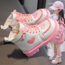 女童马丁靴儿童短款秋冬款2024年新款英伦风软皮大童靴子