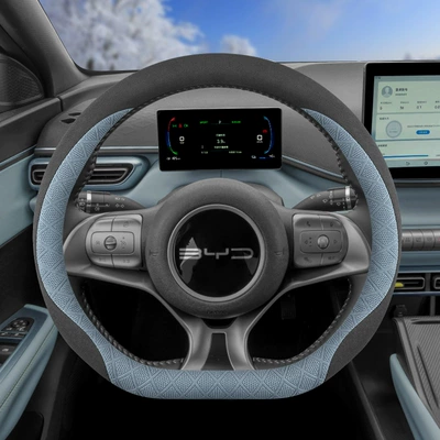 Car Handle Cover for Women | Steering wheel cover - light-blue-plush-default