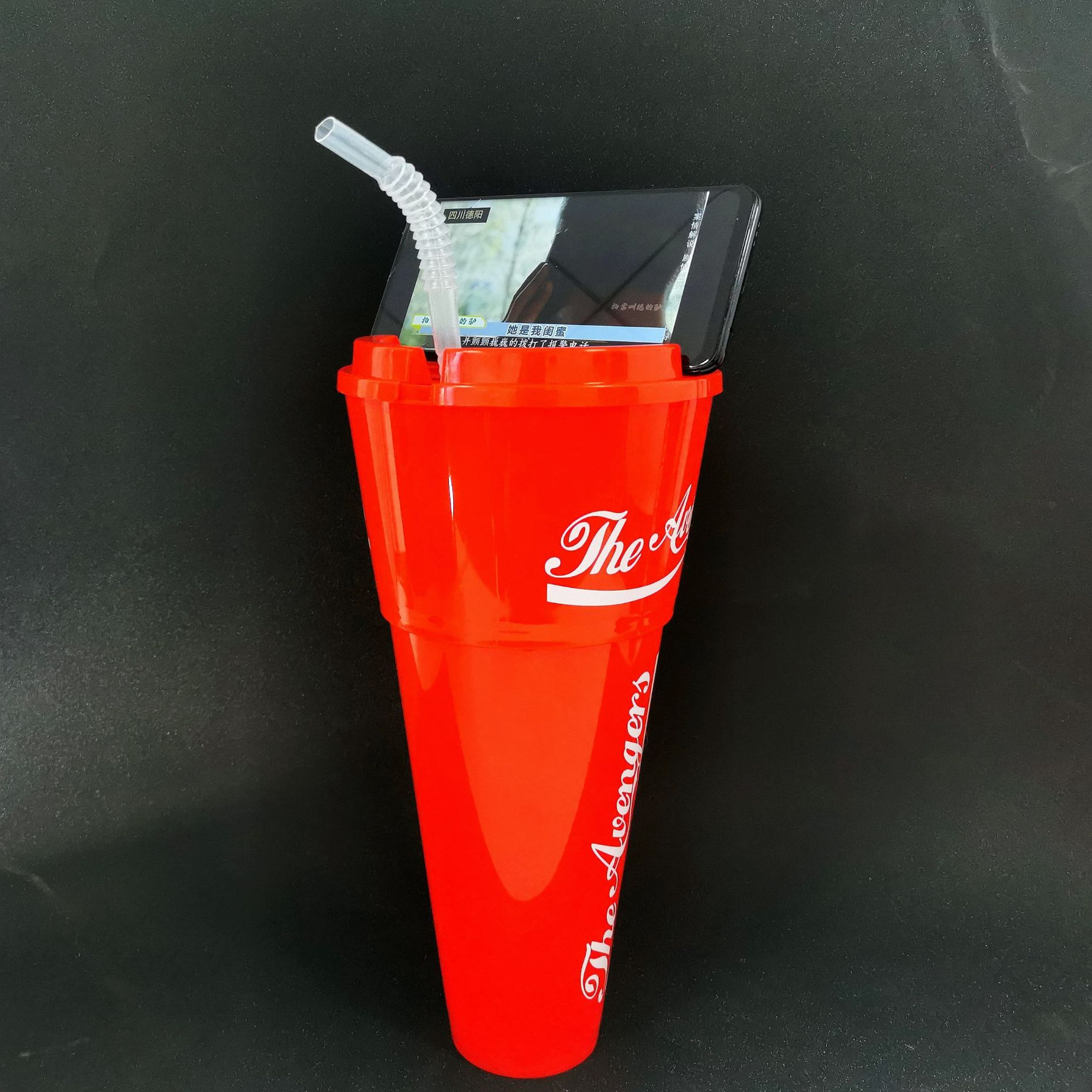 Taza de paja de plástico creativa, palomitas de maíz, pollo frito, taza de cola, taza de refrigerio, festival de alimentos, dos usos, nueva taza de cola grande en línea