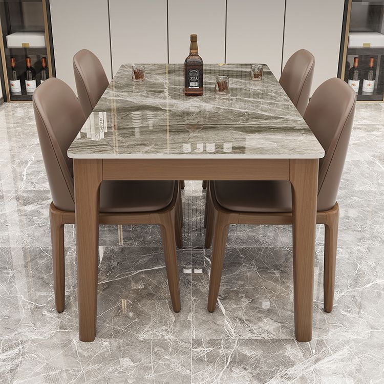 New Italian Slate Dining Table and Chair Combination Modern Simple Home All Solid Wood Small Apartment Light Luxury Rectangular Western Food