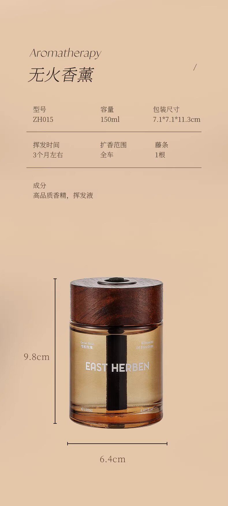 Car Air Freshener: All-Season Hotel Zen Tea Scent Car Fragrance, High-End Car Interior Light Perfume with Long-Lasting Fragrance