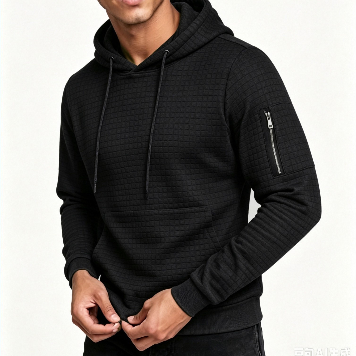 New men's jacquard sweatshirt, long-sleeved hoodie, warm-colored hooded sports jacket