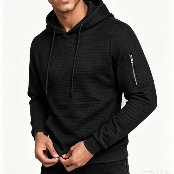 New men's jacquard sweatshirt, long-sleeved hoodie, warm-colored hooded sports jacket