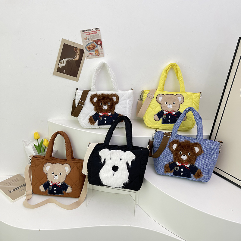 Bolsos para niños otoño e invierno nueva celebridad de Internet oso chaqueta de algodón bolso coreano lindo dibujos animados moda bolso de mensajero niñas