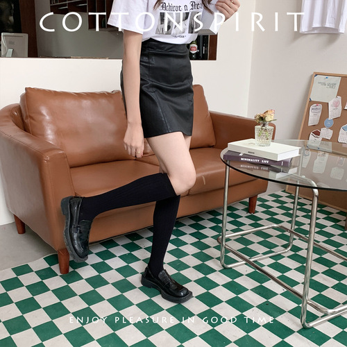 Calf socks women's mid-calf spring and summer cotton socks trendy ins black jk Japanese stockings tall spring and autumn knee-high socks