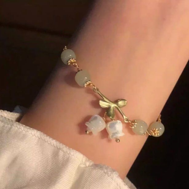 New Forest-Style Cherry Bracelet, Ancient Style Lily of the Valley Flower, Fresh and Versatile, Niche Forest-Style Bracelet, Bestie Bracelet
