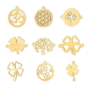 5/pack four-leaf clover life tree transport titanium steel pendant Flower of Life om Yoga diy jewelry connection accessories