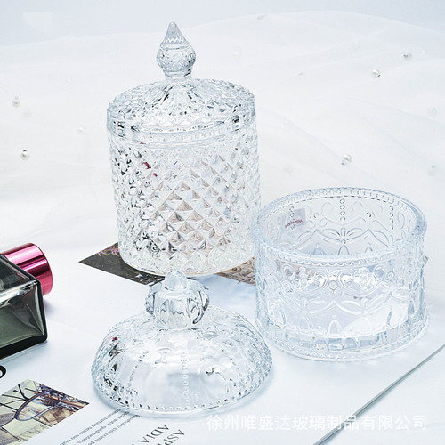 Mongolian yurt glass jar storage jar Roman jar European glass jar candle cup aromatherapy cup candy storage jar