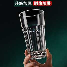 强化加厚八角玻璃杯漱口杯防爆耐高温水杯泡茶杯扎啤杯透明啤酒杯