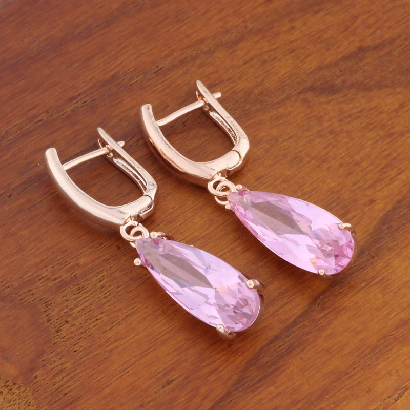 Трансграничные новые серьги из циркона из розового золота, серьги с пряжками для ушей в европейских и американских популярных креативных серьги с большими каплями воды