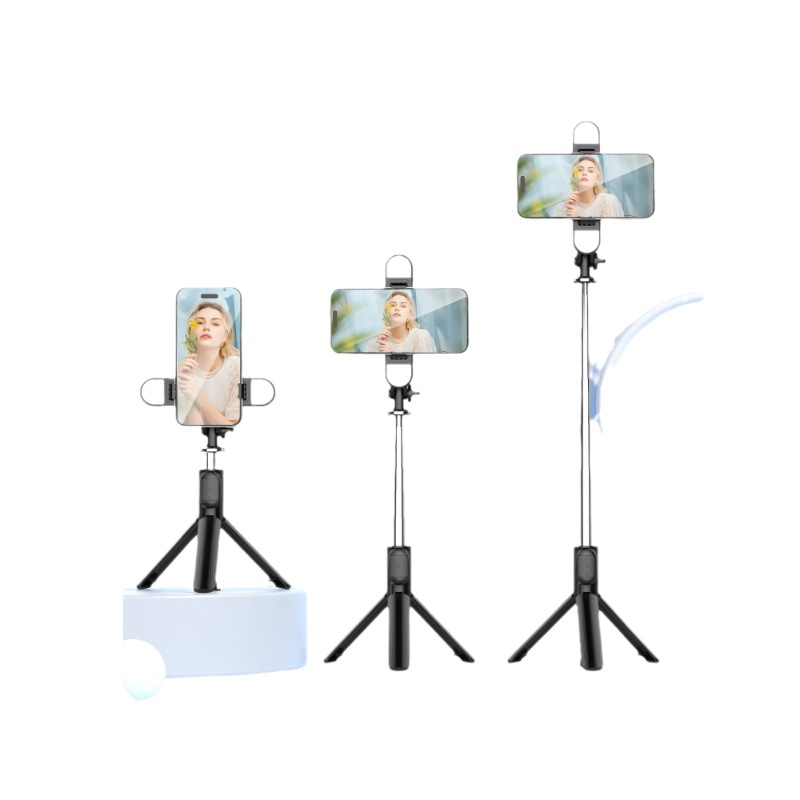 Nuevo Bluetooth selfie stick Luz de relleno soporte en vivo universal mini multifunción teléfono móvil selfie stick fábrica al por mayor