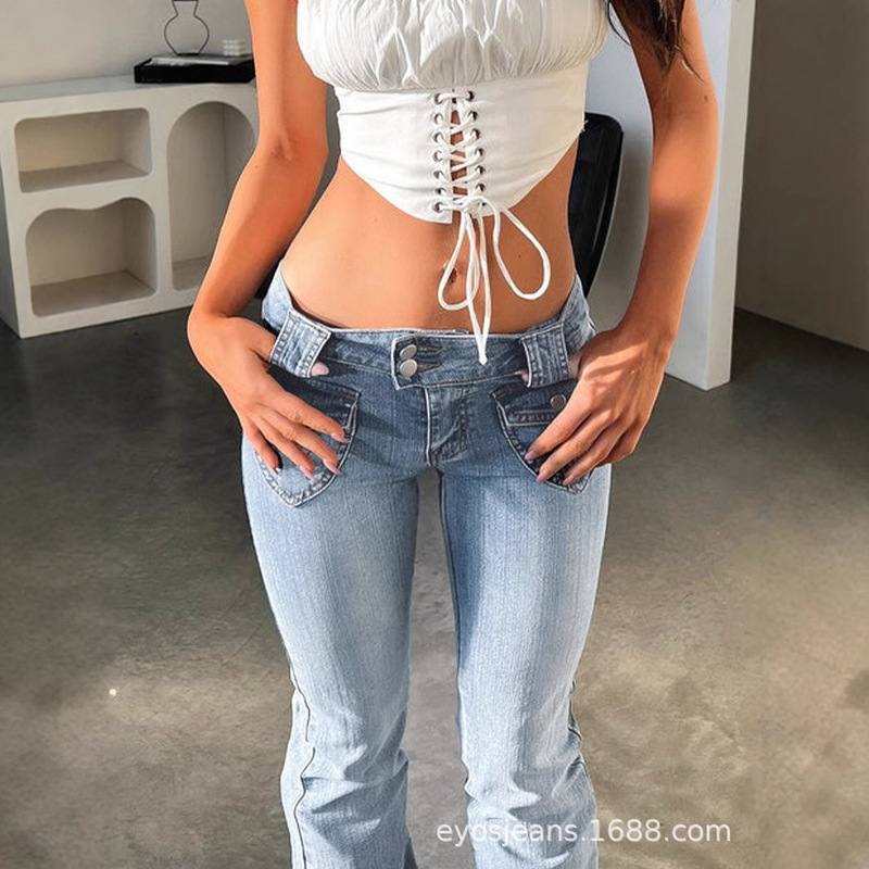American-Style Flared Jeans for Women, Spring/Summer 2026 New Heavy-Duty Retro Skinny National Trend Pants Wholesale American-Style Flared Jeans for Women, Spring/Summer 2026 New Heavy-Duty Retro Skinny National Trend Pants Wholesale