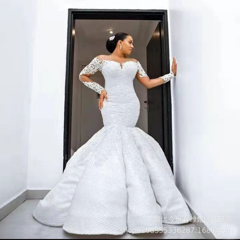 New African Mermaid Slim Wedding Dress L...