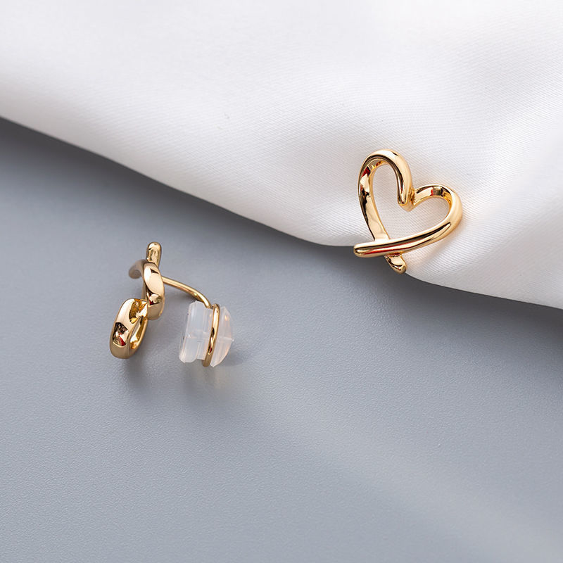 Alloy Material 1 Pair Simple Style Heart Shape Plating Alloy Ear Studs