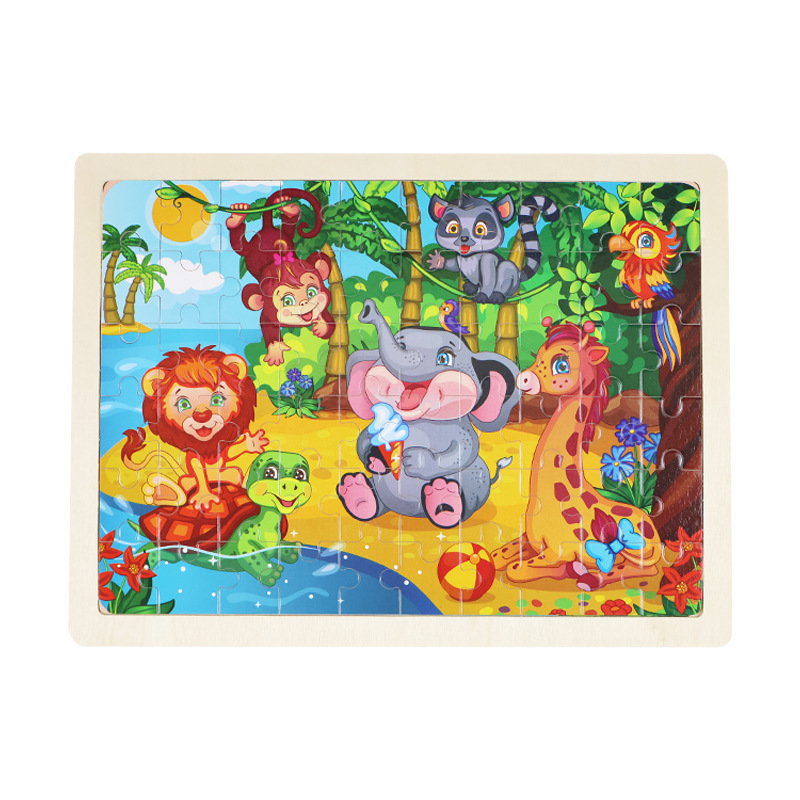 60 piezas de madera puzzle de dibujos animados para niños cuentos de hadas puzzle plano para bebés juguetes de bloque de construcción de puzzle de educación temprana