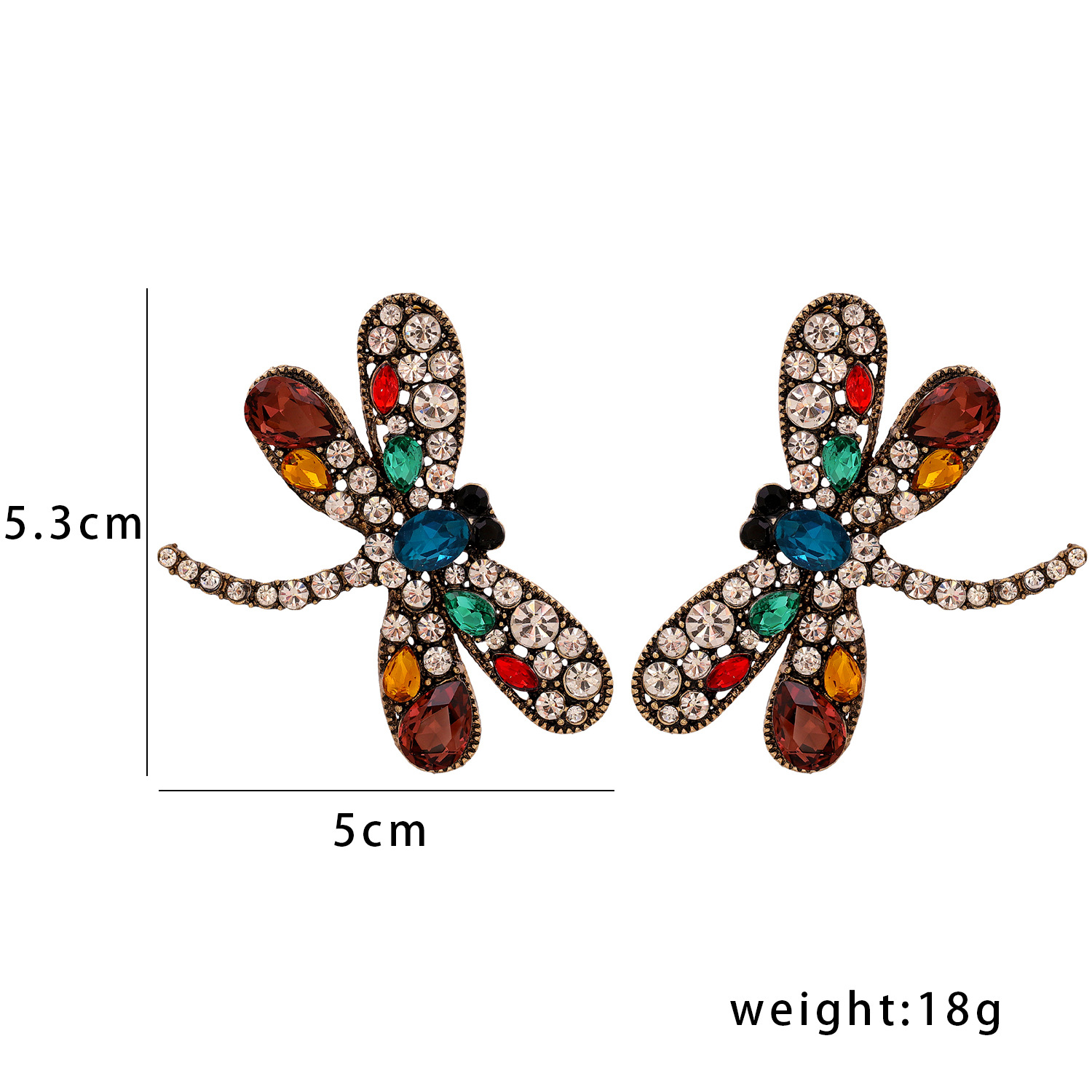 Fashion Dragonfly Colorful Diamond Earrings display picture 1