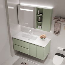 人造岩石一體盆浴室櫃2022新款衛浴櫃洗漱台綠色洗臉洗手盆櫃組合