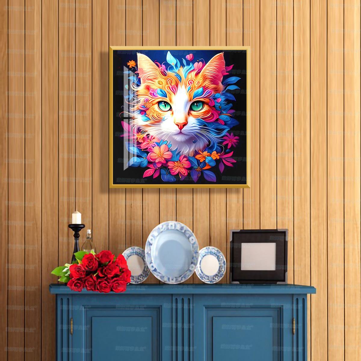 Mona Lisa real cruz de color gatos nuevos adorables animales de moda moderna pintura decorativa simple bordada a mano image 4