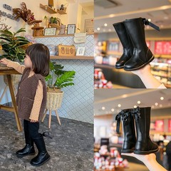 小童长筒靴儿童靴子公主秋冬加绒宝宝中筒靴小女孩骑士靴女童长靴