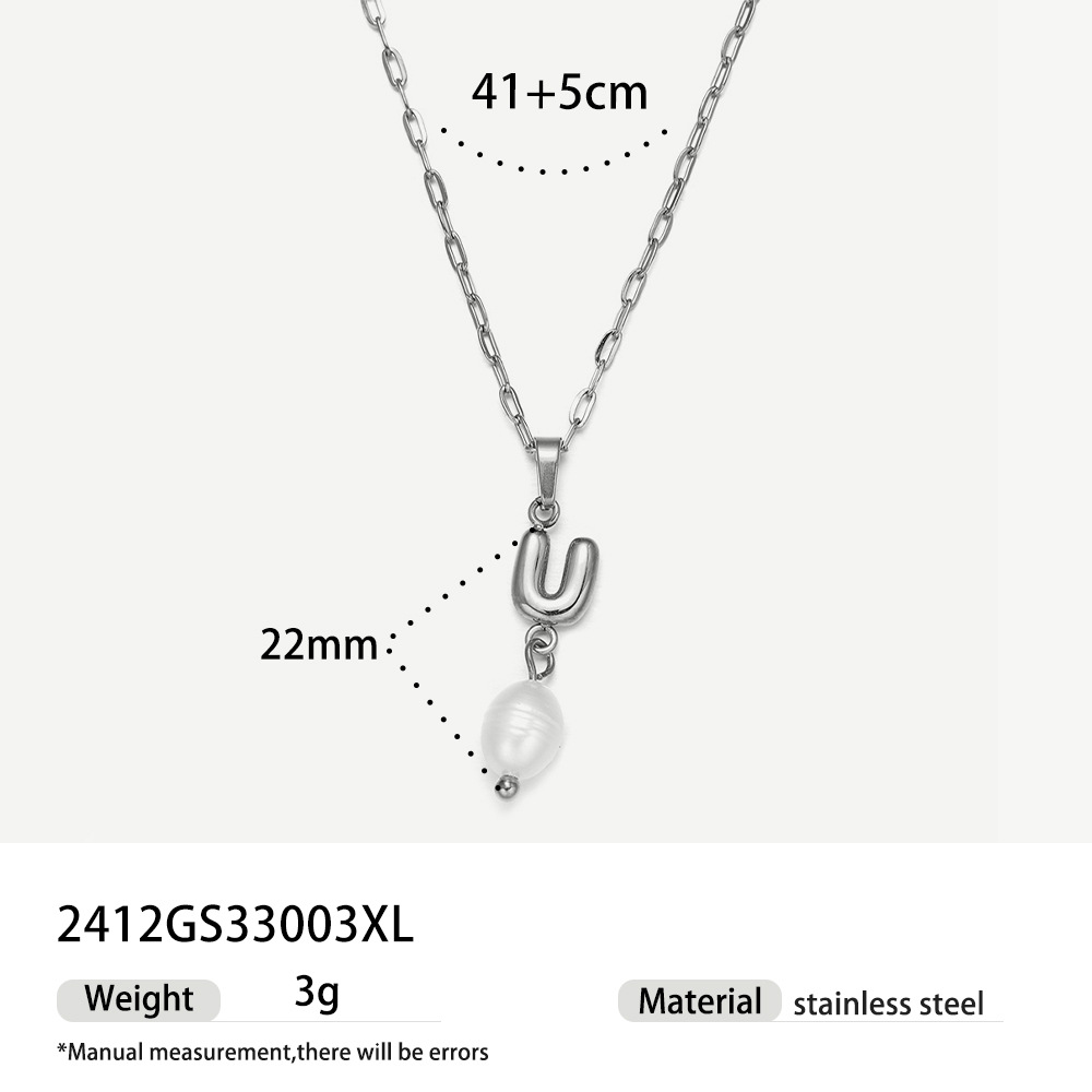 TENA collar de acero inoxidable de perlas verdaderas simplista de alto nivel nicho de diseño de acero de titanio collar de collar para mujeres image 27