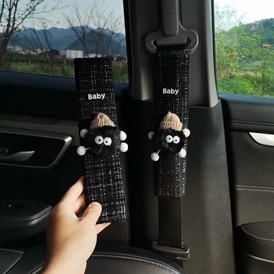 Four-Season Short Plush, Seat belt shoulder pad - shoulder-pads-baby-long-legged-hat-black-briquettes-pair