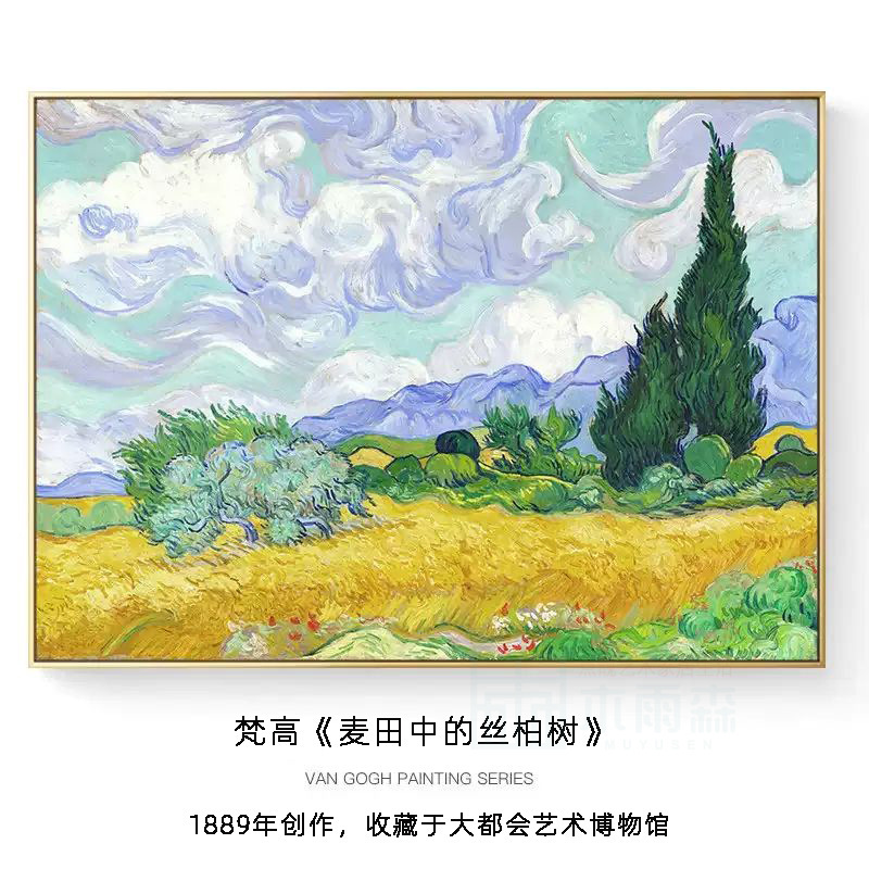 世界名画梵高装饰画星月夜客厅沙发背景墙挂画卧室床头壁画星空画|undefined