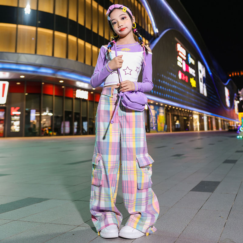 Jazz Dance Clothing Children Fashionable Off-Shoulder Girls Dance Wear Jazz Practice Wear Model Runway Show Fashion Autumn 