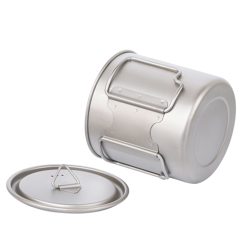 Pure Outdoor Camping Tableware Titanium Water Coffee Cup Mug Single Layer Foldable Boilable Lightweight Portable_voghion.com