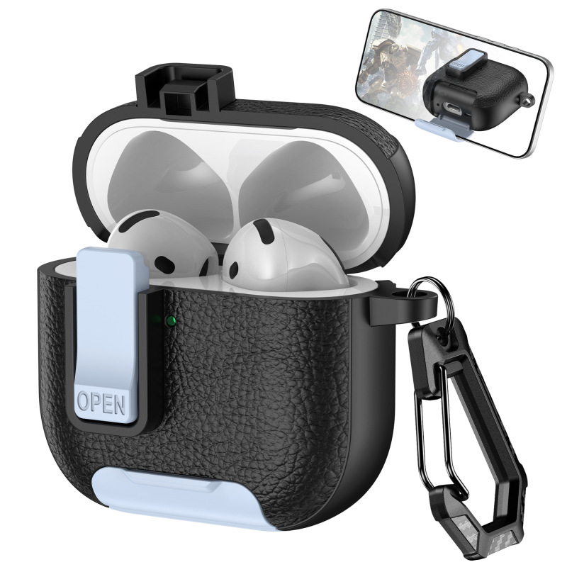 新型AirPods Pro 3保護ケース 第4世代イヤホン保護ケース Apple Bluetoothイヤホン保護ケース 携帯電話スタンド|undefined