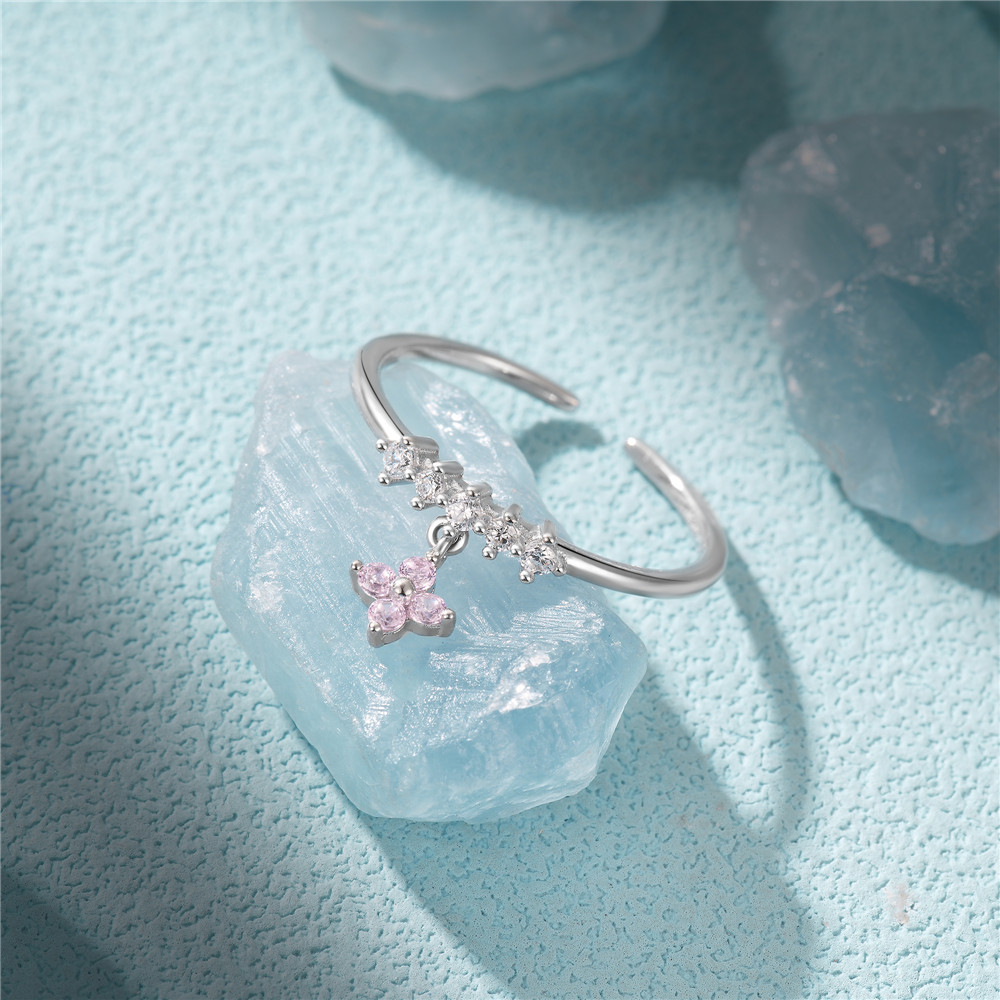 4g Weight Zircon Inlay Material Open Rings Classification Adjustable Ring Size 1 Piece Quantity Daily Occasion 925 Sterling Silver Material Geometric Pattern Women's Gender Plating, Inlay Design Simple Style Style 925 Sterling Silver Zircon Geometric Open Rings 37