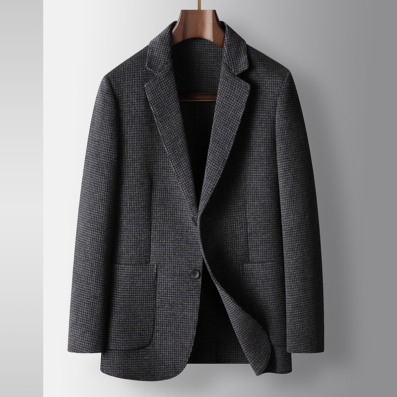 Men's Clothing wool light luxury business single middle aged and young people solid color double sided wool suit jacket_voghion.com
