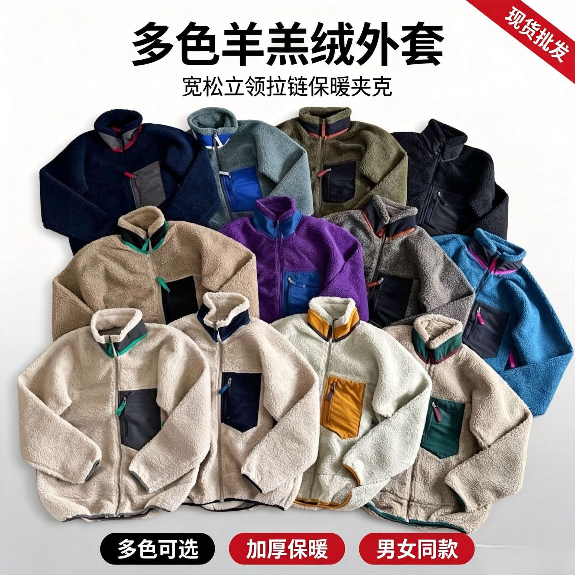 秋冬摇粒绒巴家平替户外秋冬羊羔绒加厚立领保暖情侣夹克防寒外套