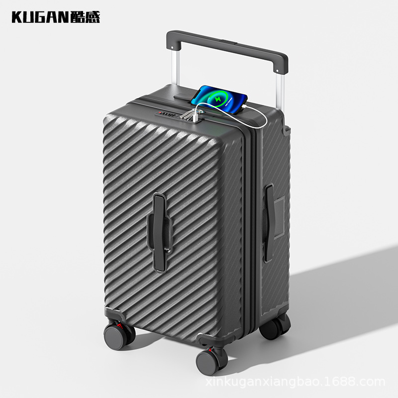 Maleta de varilla de tracción ancha para mujer, gran capacidad, cinco ruedas, caja de contraseña de viaje de alto valor, caja de cuero para hombre, gruesa, fuerte y duradera