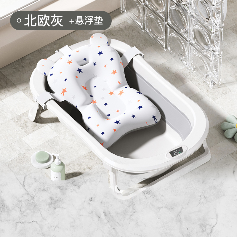 Baños de baño para bebés personalizados con sensor de temperatura inteligente, barriles de baño para recién nacidos, grandes baños para bebés plegables en casa para sentarse y acostarse