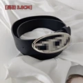 3.8cm Glossy Silver Buckle + Black Belt