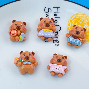New Cross-Dressing Capybara Brown Capybara Hairpin Hair Rope Grabber Mobile Phone Case DIY Patch Resin Accessories