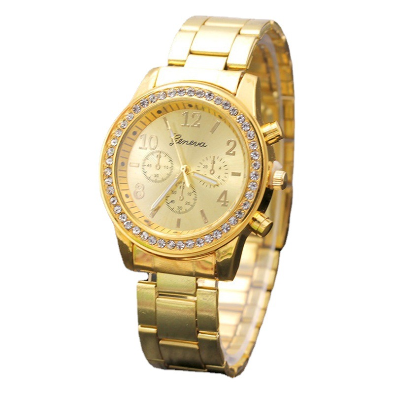Cross-border New Geneva Watch Diamond aleation Steel Belt Watch reloj de cuarzo para mujer Geneva WATC