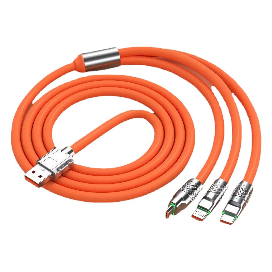 Adecuado para teléfono móvil Huawei, aleación de zinc, cable de datos de corriente para pasajeros de uno a tres, carga súper rápida tres en uno para pasajeros