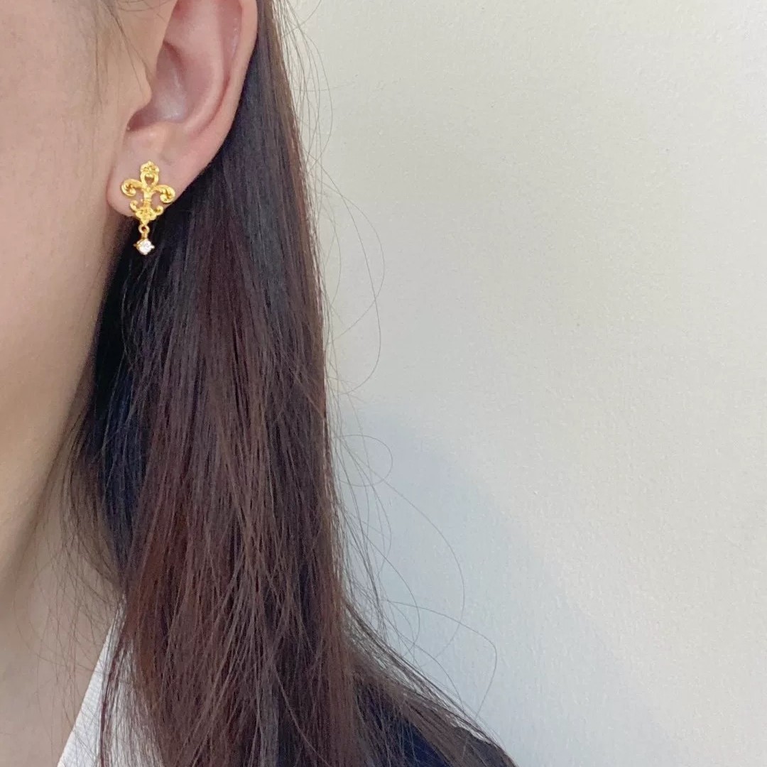 Vietnam Shajin Retro Iris Flower Earrings Women's Elegant Palace Style Iris Flower Fashion Elegant Earrings Factory Outlet_voghion.com