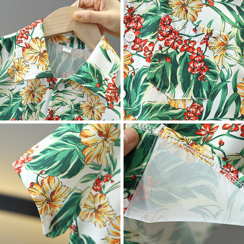 7859 Traje de verano para niños 2025 Nuevo estilo Camisa de manga corta para niños Pantalones cortos Ropa de verano para bebés de dos piezas