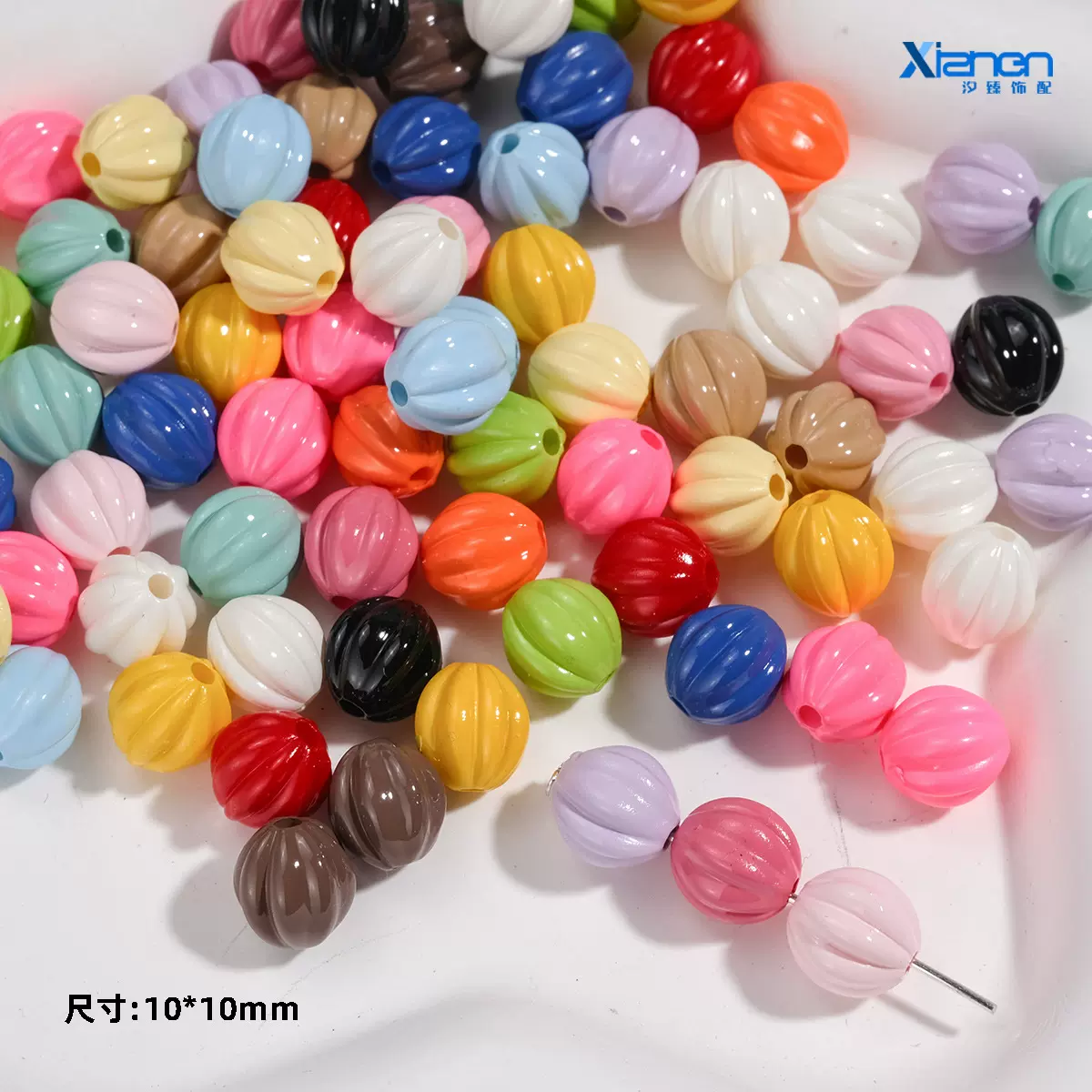 烤漆南瓜穿孔珠条纹毛线珠挂链串珠服饰手机链条手链diy饰品配件