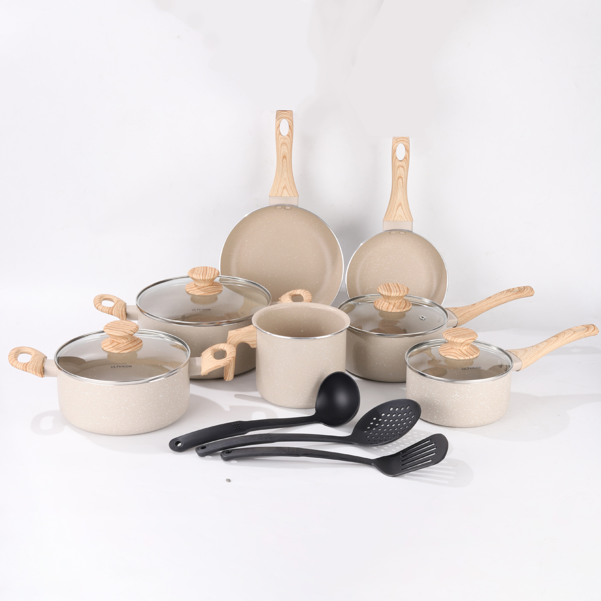 Juego de utensilios de cocina de varias piezas, utensilios de cocina para el hogar, palas antiadherentes, palas, coladores, juegos de ollas al por mayor