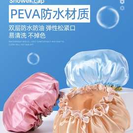 新款女士双层浴帽防水洗头护发超柔布料干发帽美容厨房防油帽批发